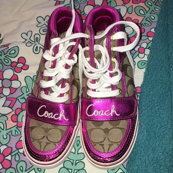 Coach Shoes - Pink sequin coach mistie sneakers size 5.5M